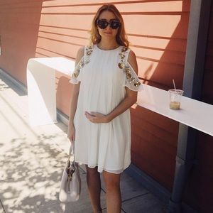ASOS Ivory Cream Maternity Dress Embellished